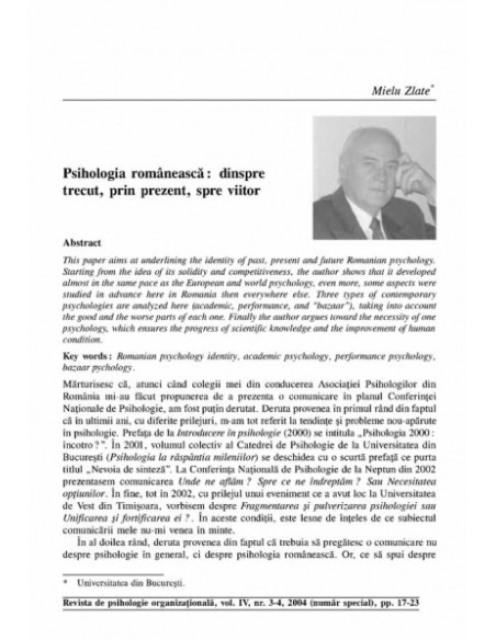 Revista de Psihologie Organizaţională. Vol. IV, Nr. 3-4/2004