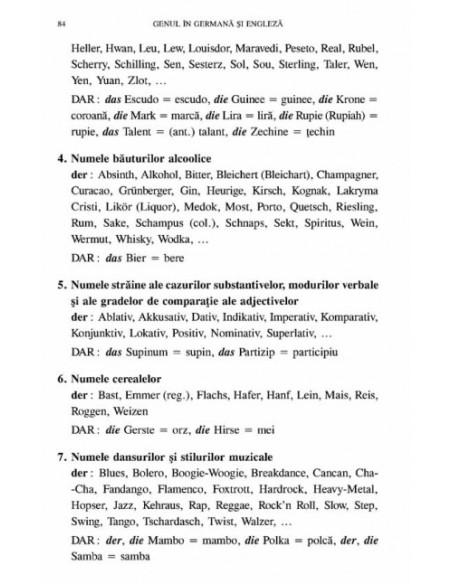 Genul în germană și engleză. 