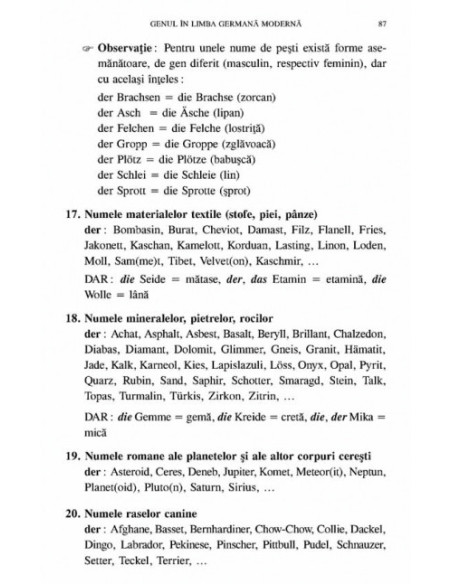 Genul în germană și engleză. 