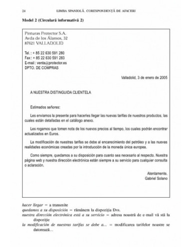Limba spaniolă. Corespondență de afaceri