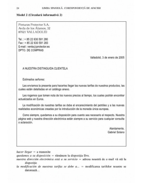 Limba spaniolă. Corespondență de afaceri