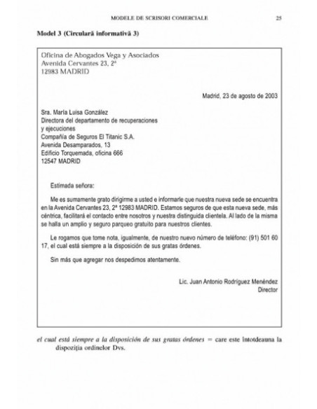 Limba spaniolă. Corespondență de afaceri