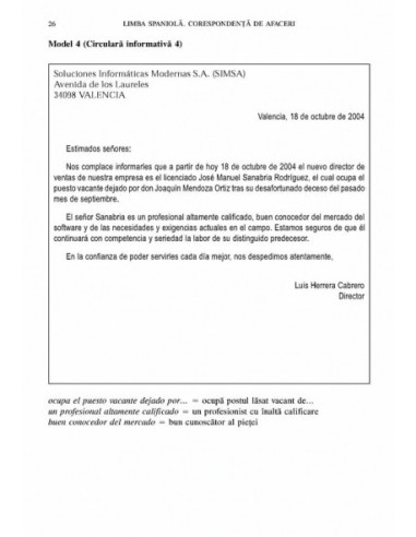 Limba spaniolă. Corespondență de afaceri