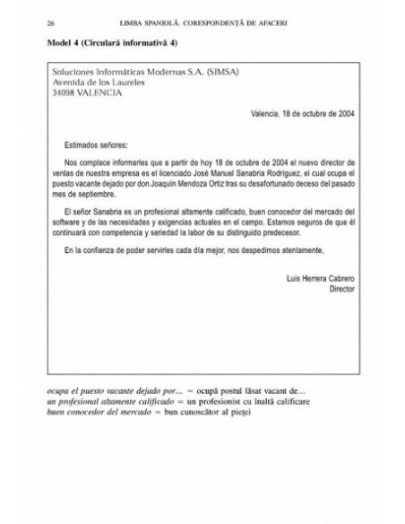 Limba spaniolă. Corespondență de afaceri