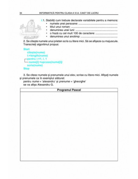 Informatică pentru clasa a VI-a. Caiet de lucru