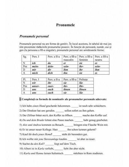 Limba germană. Exerciții de gramatică și vocabular