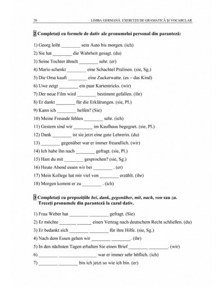 Limba germană. Exerciții de gramatică și vocabular