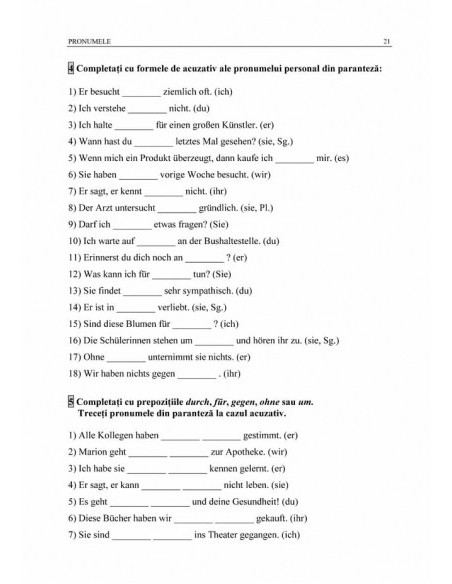 Limba germană. Exerciții de gramatică și vocabular