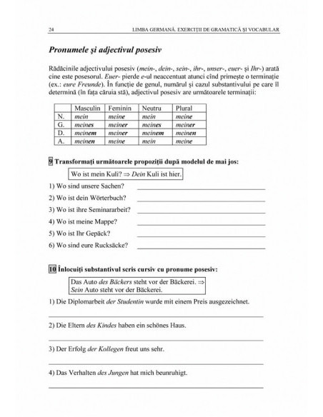 Limba germană. Exerciții de gramatică și vocabular
