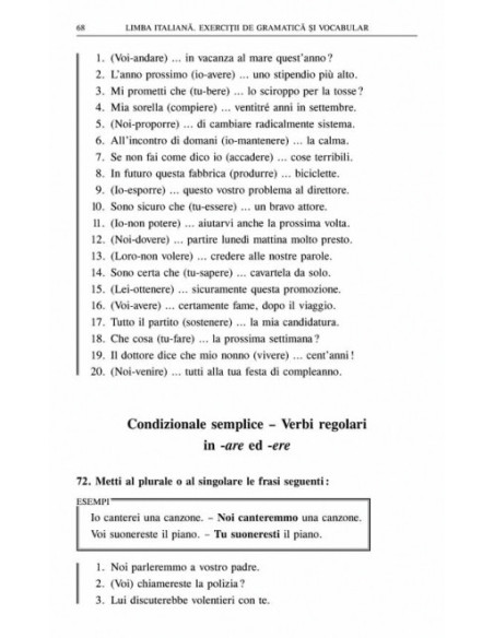 Limba italiană. Exerciții de gramatică și vocabular