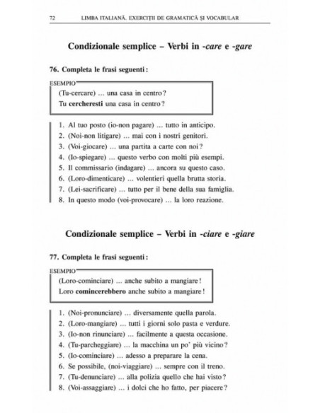 Limba italiană. Exerciții de gramatică și vocabular