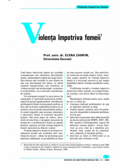 Revista de Asistență Socială. Nr. 1-2/2005
