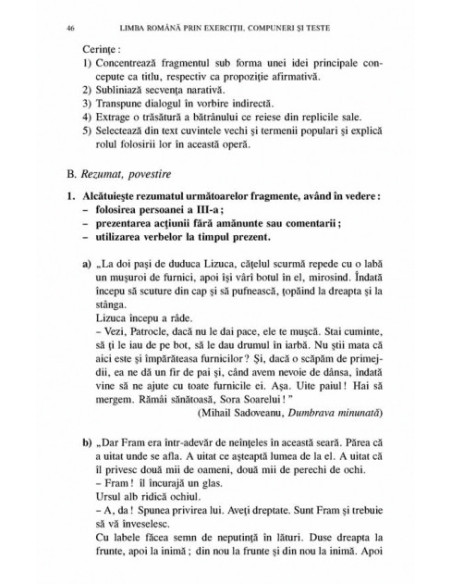 Limba română prin exerciții, compuneri și teste. Repere teoretice și aplicații pentru clasele a IV-a si a V-a