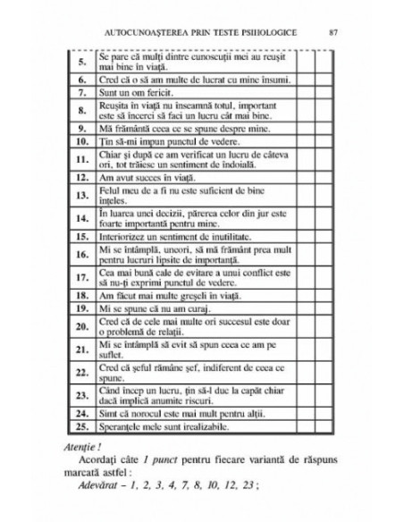 Teste psihologice pentru orientarea în carieră şi autocunoaştere. Teste. Grile de corecţie. Evaluări