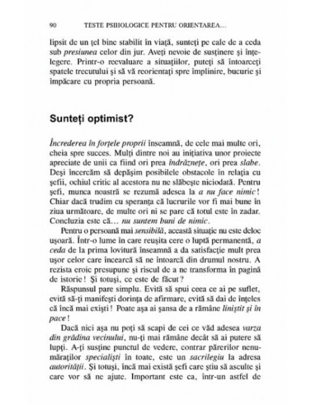 Teste psihologice pentru orientarea în carieră şi autocunoaştere. Teste. Grile de corecţie. Evaluări