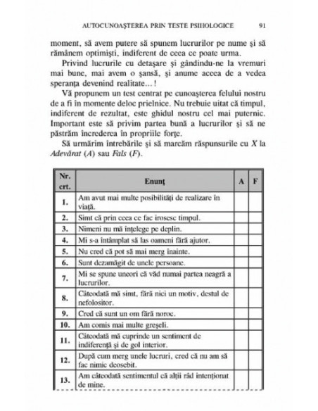 Teste psihologice pentru orientarea în carieră şi autocunoaştere. Teste. Grile de corecţie. Evaluări