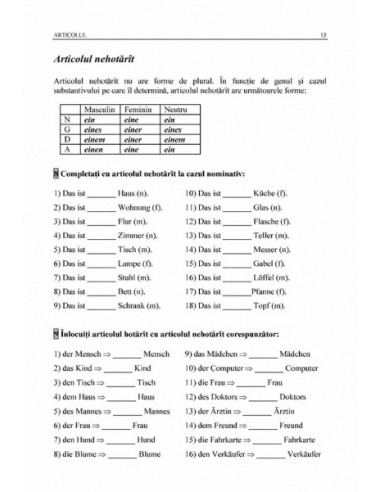 Limba germană. Exerciții de gramatică...