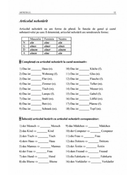 Limba germană. Exerciții de gramatică și vocabular