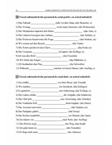 Limba germană. Exerciții de gramatică...