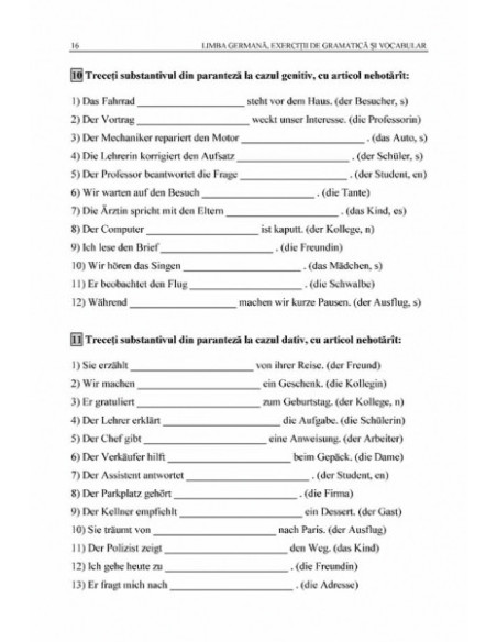 Limba germană. Exerciții de gramatică și vocabular