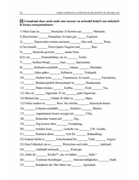 Limba germană. Exerciții de gramatică și vocabular