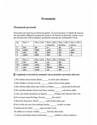 Limba germană. Exerciții de gramatică...
