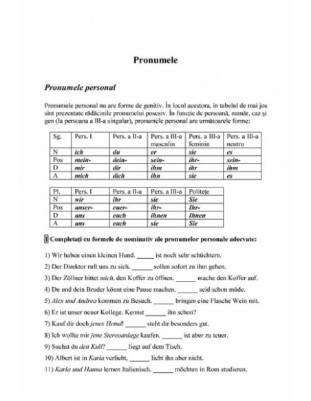 Limba germană. Exerciții de gramatică și vocabular
