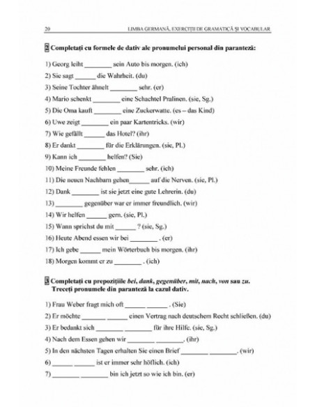 Limba germană. Exerciții de gramatică și vocabular