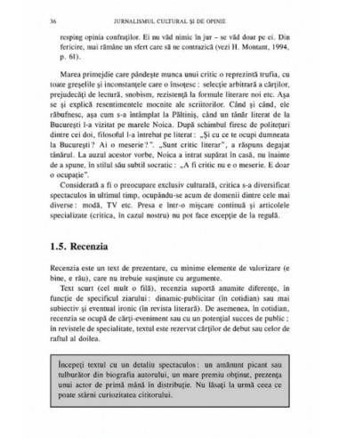 Jurnalismul cultural și de opinie Jurnalismul cultural și de opinie