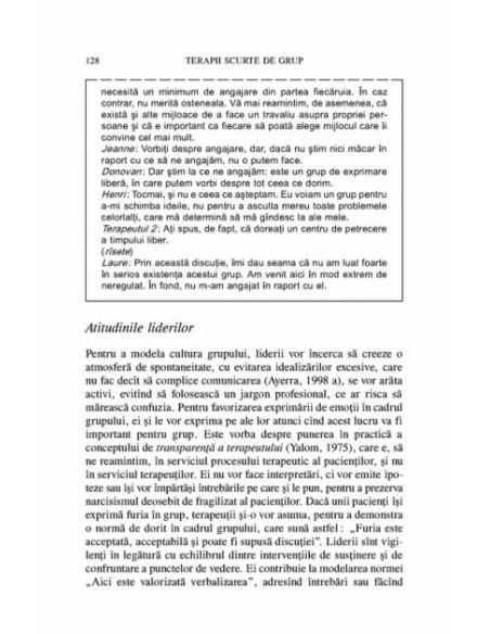 Terapii scurte de grup. Comportamente și ilustrări clinice