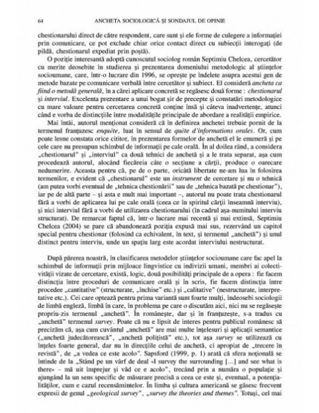 Ancheta sociologică și sondajul de opinie. Teorie și practică