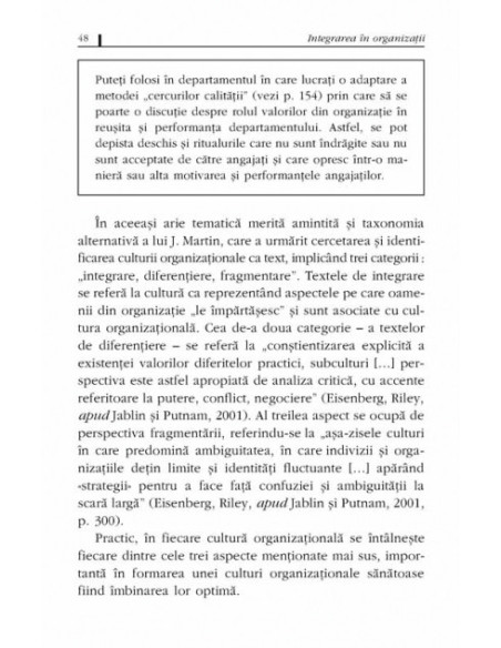 Integrarea în organizaţii. Paşi spre un management de succes