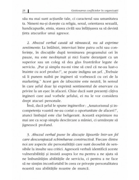 Gestionarea conflictelor în organizații. Tehnici de neutralizare a agresivității verbale