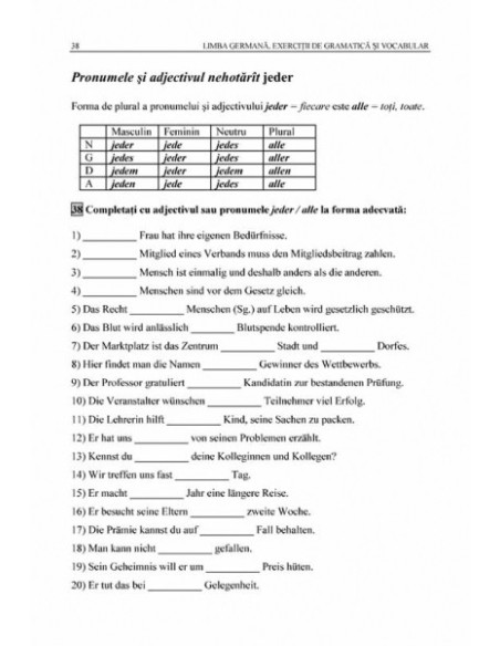 Limba germană. Exerciţii de gramatică şi vocabular