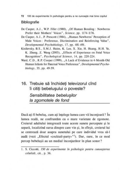 100 de experimente în psihologie pentru a ne cunoaşte mai bine copilul: din perioada prenatală până la 3 ani