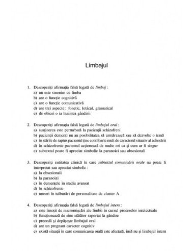 Teste-grilă de psihopatologie,...