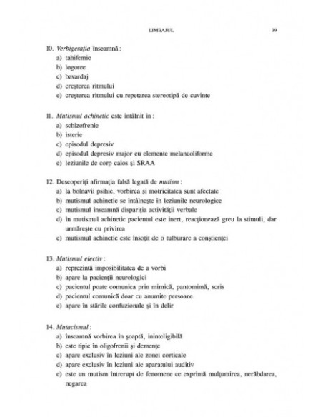 Teste-grilă de psihopatologie, psihiatrie şi psihodinamică