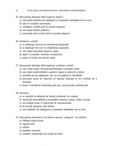 Teste-grilă de psihopatologie,...
