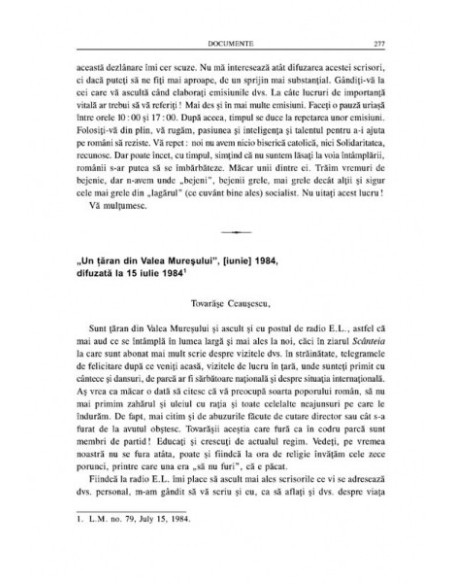 Ultimul deceniu comunist. Scrisori către Radio Europa Liberă. Vol. I: 1979-1985