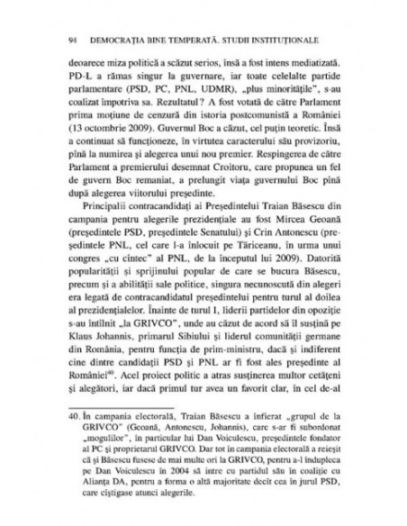 Democrația bine temperată. Studii instituționale