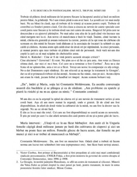 România postsocialistă. Munca, trupul și cultura clasei muncitoare