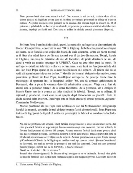 România postsocialistă. Munca, trupul și cultura clasei muncitoare