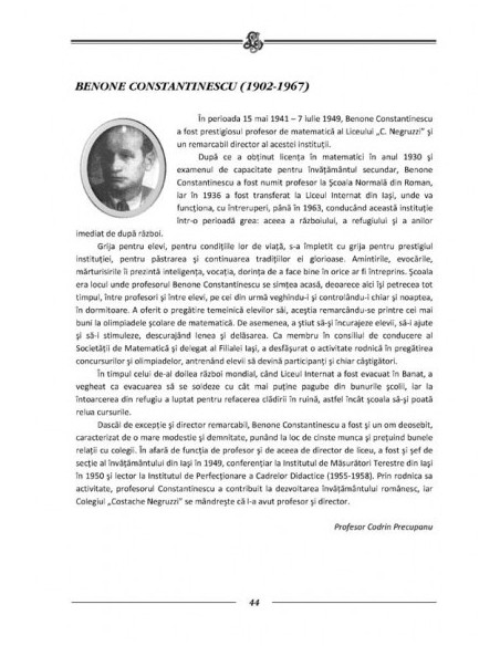 Destinul Colegiului Costache Negruzzi. File de istorie și devenire 1895-2010