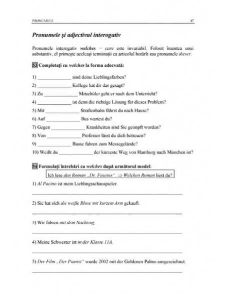 Limba germană. Exerciţii de gramatică şi vocabular