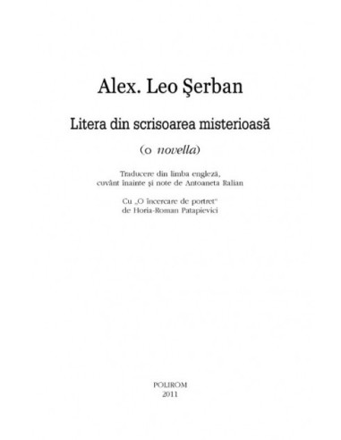 Litera din scrisoarea misterioasă