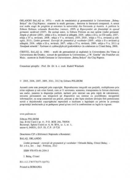 Limba germană. Exerciţii de gramatică şi vocabular