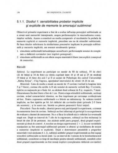 Inconștientul cognitiv: modele...