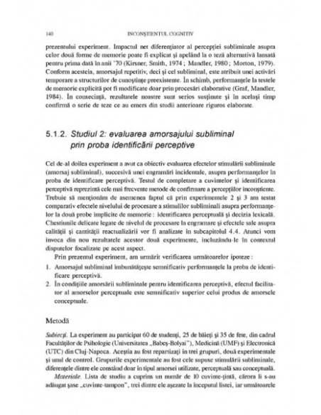 Inconștientul cognitiv: modele teoretice, suport experimental și aplicații (ediţia a II-a revăzută şi adăugită)