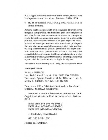 Mantaua. Nasul. Însemnările unui nebun