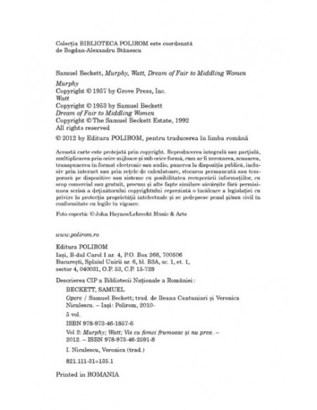 Opere II. Murphy. Watt. Vis cu femei frumoase și nu prea